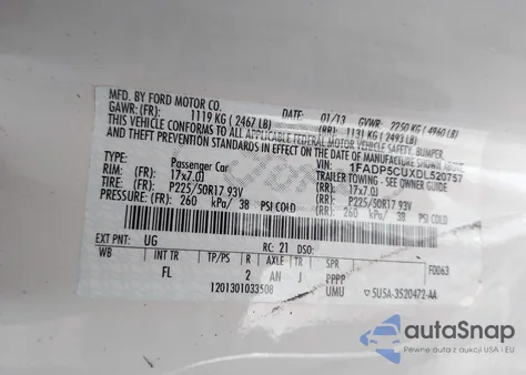 2013 Ford C-Max Energi Sel из США, поврежденный, VIN 1FADP5CUXDL520757